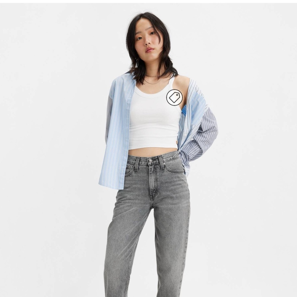 Levi's Blue Striped Shirt and White Tank Top